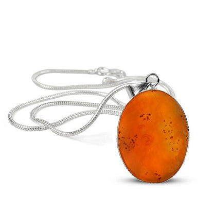 Natural Carnelian Oval Shape Pendant/Locket with Chain