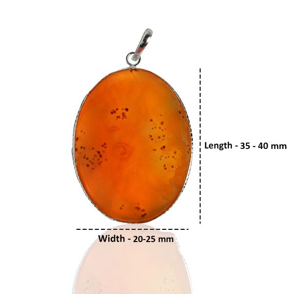 Natural Carnelian Oval Shape Pendant/Locket with Chain