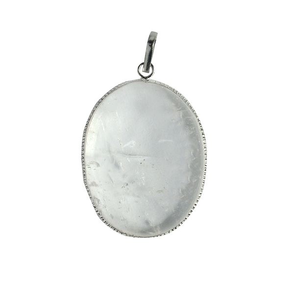 Natural Clear Quartz Oval Shape Pendant/Locket with Chain