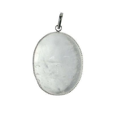 Natural Clear Quartz Oval Shape Pendant/Locket with Chain