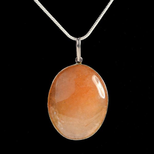 Citrine Oval Shape Pendant with Metal Chain