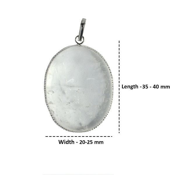 Natural Clear Quartz Oval Shape Pendant/Locket with Chain