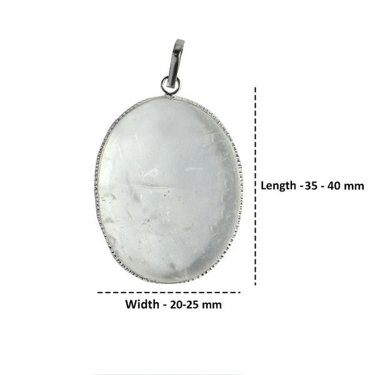 Natural Clear Quartz Oval Shape Pendant/Locket with Chain