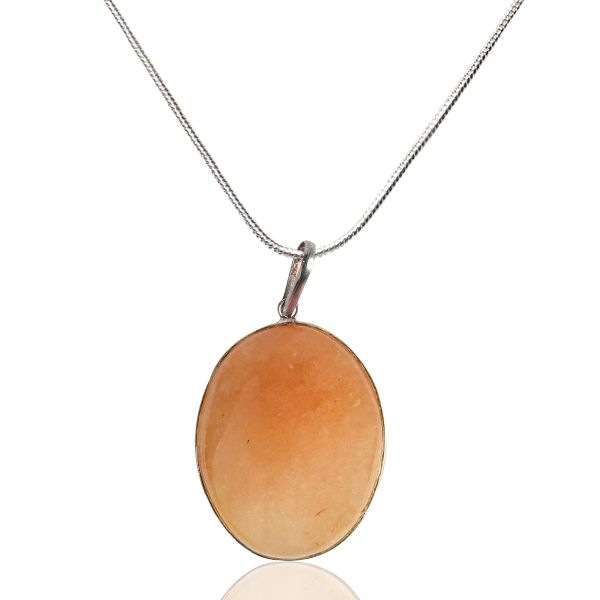 Citrine Oval Shape Pendant with Metal Chain