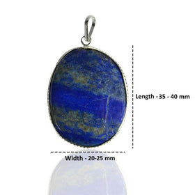 Natural Lapis Lazuli Oval Shape Pendant - Locket with Metal Chain