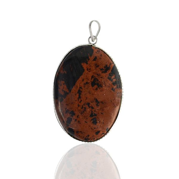 Mahogany Obsidian Oval Shape Pendant with Chain