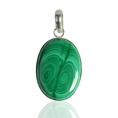 Malachite Synthetic Oval Shape Pendant with Chain