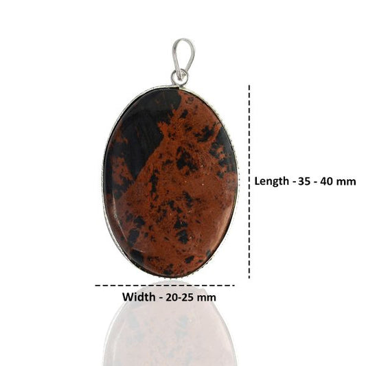 Mahogany Obsidian Oval Shape Pendant with Chain