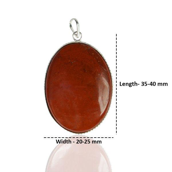 Natural Red Jasper Oval Shape Pendant - Locket with Metal Chain