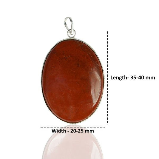 Natural Red Jasper Oval Shape Pendant - Locket with Metal Chain