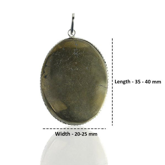 Pyrite Oval Shape Pendant with Chain