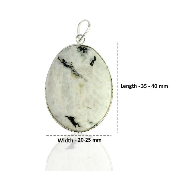Rainbow Moonstone Oval Shape Pendant with Chain