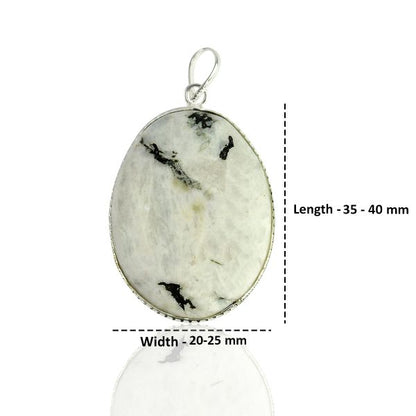 Rainbow Moonstone Oval Shape Pendant with Chain