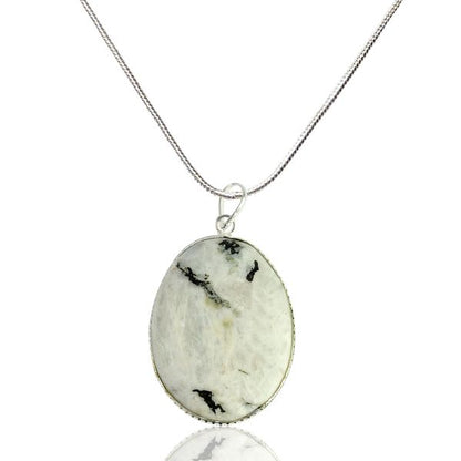 Rainbow Moonstone Oval Shape Pendant with Chain