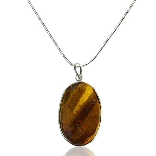 Tiger Eye Oval Pendant Jewelry with Chain