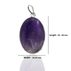 Amethyst Oval Shape Pendant with Metal Chain