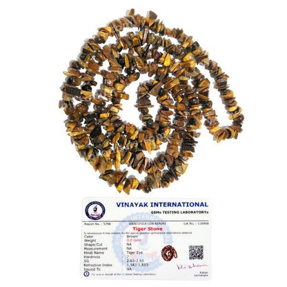 Certified Tiger Eye Crystal Chip Mala / Necklace