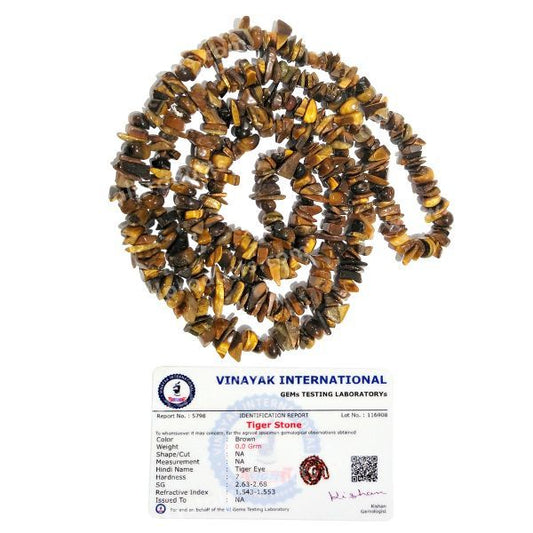 Certified Tiger Eye Crystal Chip Mala / Necklace