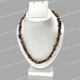 Certified Tiger Eye Crystal Chip Mala / Necklace