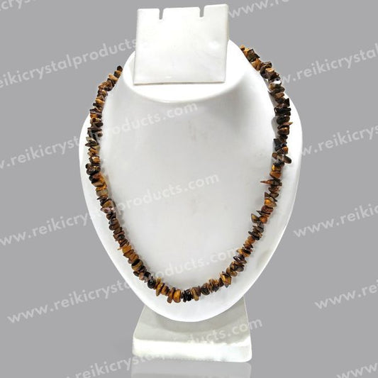 Certified Tiger Eye Crystal Chip Mala / Necklace