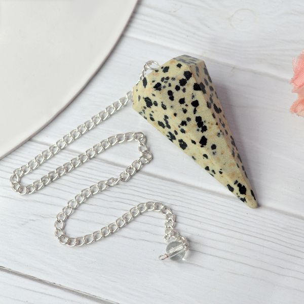 dalmation jasper Six faceted dowser pendulum charged by Reiki Grandmaster