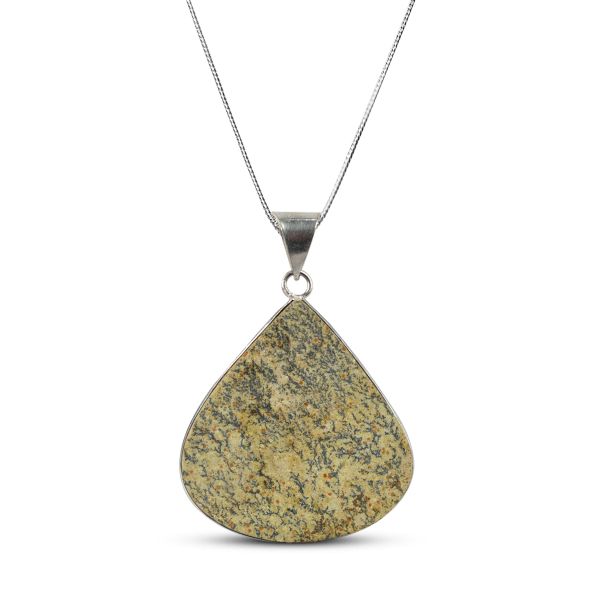 AAA Quality Dendrite Limelite Drop Shape Pendant With Chain
