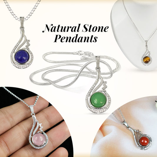AAA Natural Crystal Stone Pendant - Locket with Metal Chain