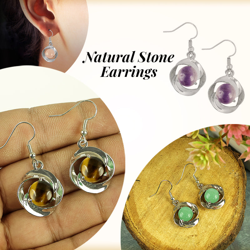 Natural Crystal Stone Earrings for Girls Women