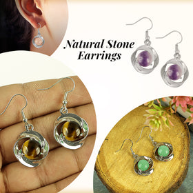 Natural Crystal Stone Earrings for Girls Women