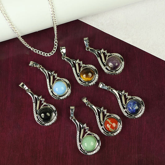 AAA Natural Crystal Stone Pendant - Locket with Metal Chain