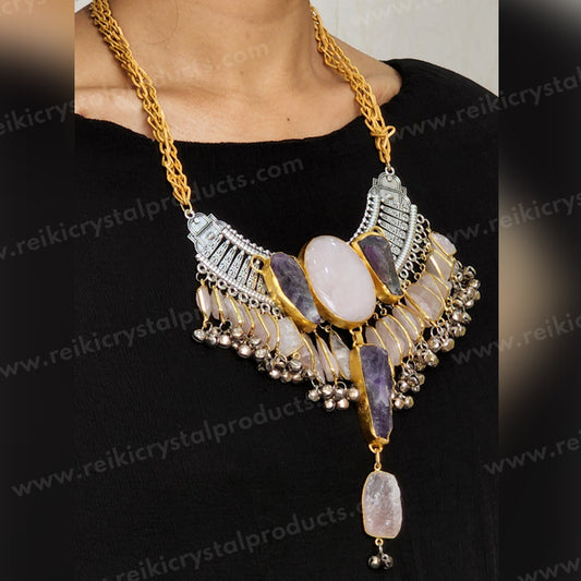 Rose Quartz Amethyst Designer Necklace for Women