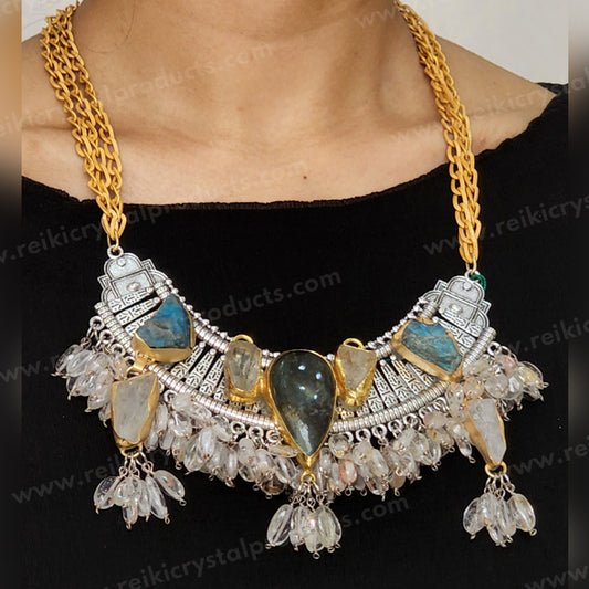 Labradorite, Apatite, Clear Quartz Designer Necklace for Women