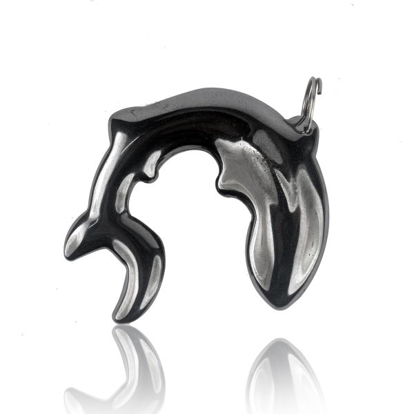 Hematite Crystal Stone Dolphin Pendant