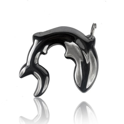 Hematite Crystal Stone Dolphin Pendant