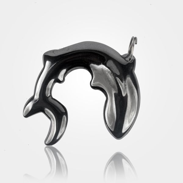 Hematite Crystal Stone Dolphin Pendant
