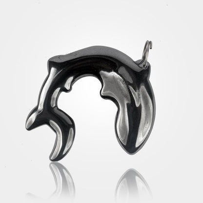 Hematite Crystal Stone Dolphin Pendant