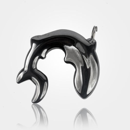 Hematite Crystal Stone Dolphin Pendant
