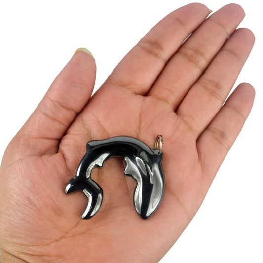 Hematite Crystal Stone Dolphin Pendant