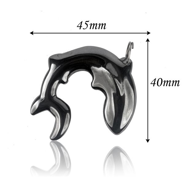 Hematite Crystal Stone Dolphin Pendant
