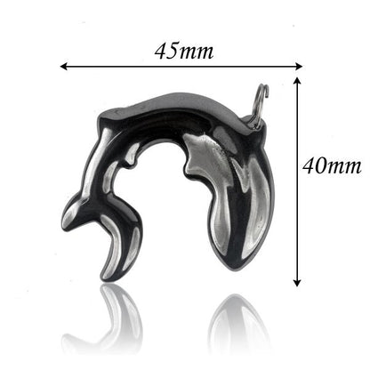 Hematite Crystal Stone Dolphin Pendant