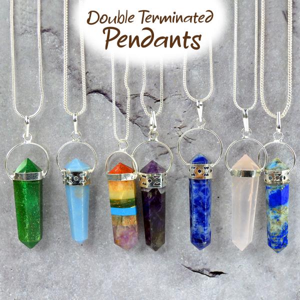 Natural Double Terminated Pencil Shape Pendant - Locket with Chain