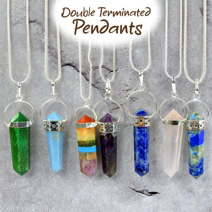 Natural Double Terminated Pencil Shape Pendant - Locket with Chain