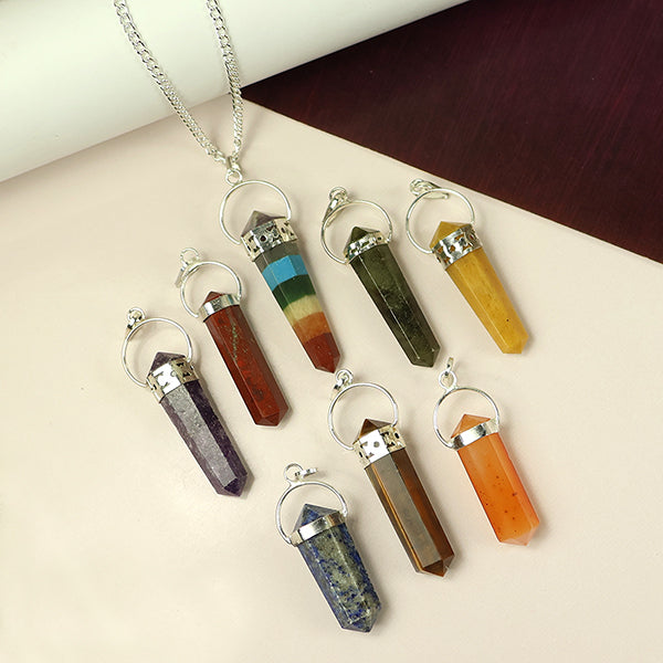 Natural Double Terminated Pencil Shape Pendant - Locket with Chain