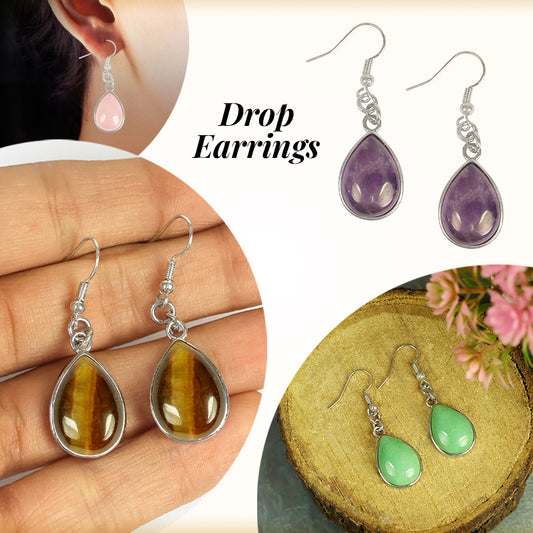 Natural Crystal Stone Drop Shape Earrings for Girls / Women