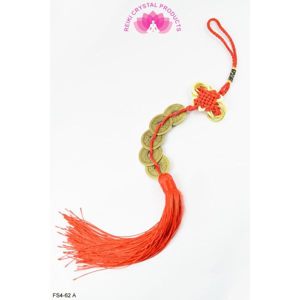 Feng Shui Five 5 Coins Hanging with Red Strings