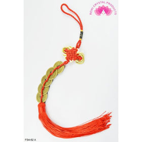 Feng Shui Five 5 Coins Hanging with Red Strings