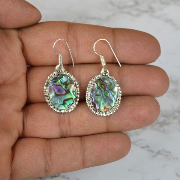 Abalone Shell Crystal Stone Oval Shape Earring