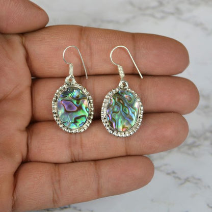 Abalone Shell Crystal Stone Oval Shape Earring