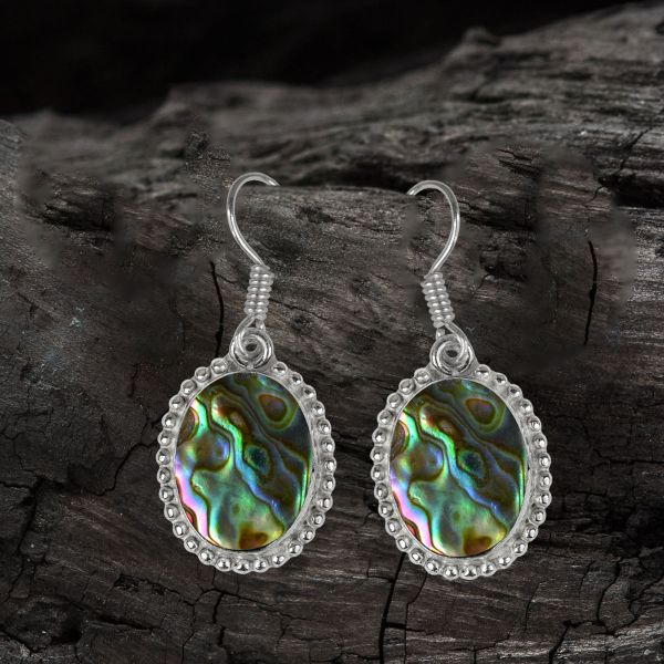 Abalone Shell Crystal Stone Oval Shape Earring