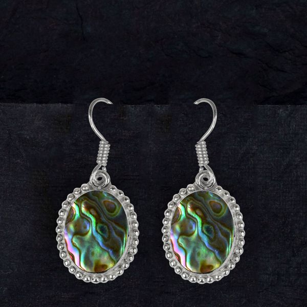 Abalone Shell Crystal Stone Oval Shape Earring